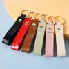 Simple Artificial Leather Keychains Metal Key Rings Unisex Wrist Strap Pendants Keychain Bags Car Keys Pendant Accessories