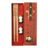 Flatvaruuppsättningar kinesiska pinnar i Bordföreställningar Set Handmade Panda presentförpackning Natural Wood Sushi Cerials 230627