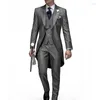 Men's Suits Men's Arrival Formal Men Tailcoats Grey Wedding For Peaked Lapel Groomsman Men's Tuxedo 3 Piece