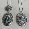 Pendant Necklaces Ethnic Style Retro Jewelry Bohemian Western Cowboy Necklace Simple Turquoise Pumpkin Flower Metal Long Chain