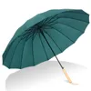 Parapluie à tige longue droite de couleur unie 16K parapluies pongés coupe-vent forts unisexe ensoleillé pluvieux semi-automatique Bumbershoot TH0470