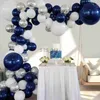 Appendini Rack 129pcs Blu Navy Bianco Argento Coriandoli Palloncino Arco Compleanno Laurea Matrimonio Palloncino Ghirlanda Decorazione Palloncino Partito x0710