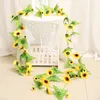 Dried Flowers 1pcs Simulated flower rattan sunflower fake silk air conditioning pipe decoration