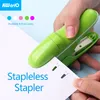 Stapler Kwtrio Stapless Stapler Güvenli Kağıt Zımbalanma Portatif Plastik Zımba Zımbalarsız 8 Sayfalar Kağıt Ofis Malzemeleri