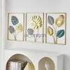 Decorative Objects Figurines Nordic Home Wall Decor Macrame Wall Hanging Decor Metal Square Gold Ginkgo Leaf Wall Stickers Decoration Decorative Wall Ledges