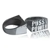 Band Rings Punk Style Men's Ring Engraved "PUSSY POWER" Silver Color Fashion Ring Hiphop Jewelry Birthday Party Finger Accessories x0625