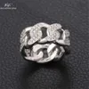 High Quality S925 Silver Cuban Chain Ring for Men Hip Hop Micro Set Mosan Diamond