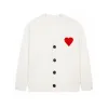 Paris Fashion Womens Knits Tees Designer Pull tricoté Coeur rouge brodé Couleur unie Big Love Pulls à col en V Manteau sur