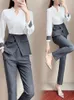 Women's Two Piece Pants Two-piece Set Women's Fashion Professional Elegant Business Casual Single Breasted Blazer Clothes Summer Autumn