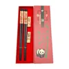 Flatvaruuppsättningar kinesiska pinnar i Bordföreställningar Set Handmade Panda presentförpackning Natural Wood Sushi Cerials 230627