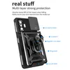 Armor stötsäker kickstand mobiltelefonfodral för Motorola G51 G53 G60 G62 G73 G100 G200 Sliding Camera Cover Designer Magnetic Phone Case Shell