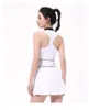 LU 2023 Spring/Summer New Nude Sports Tennis Fitness Dress Zipper Sexig Slimming ärmlös Yoga Wear