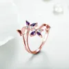 Cluster Rings Unique Design Butterfly Rose Gold and Silver Color Ring For Women Gift Irregular Open Adjustable