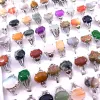 Wholesale 100pcsLot Vintage Womens Rings Prong Setting Stone Fashion Jewelry Finger Accessories Party Gift mixed colors With a display box