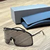 대형 마스크 선글라스 블랙 메탈 옐로우 렌즈 여성 남성 여름 Sunnies gafas de sol Sonnenbrille UV400 Eyewear with Box