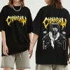 T-shirt da uomo Anime Chainsaw Man Aki Denji T-shirt Power Metal Manga Double Sided Graphic T-shirt Hip Hop da donna per uomo Coppie