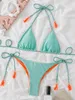 Kvinnors badkläder String Triangle Bikinis 2023 Solid thong baddräkt Kvinnor Sexig kvinnlig baddräkt strandkläder sommar trikini