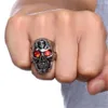 Ring Modeschmuck Casting Ghost Head eingelegter roter Herrenring