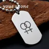 Pendentif Colliers Youe Shone Double Symbole Féminin Dog Tag Lesbiennes Gay Argent Couleur Étain LGBT Collier