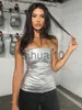 T-Shirt Femme BOOFEENAA Y2k Street Style Métallique Argent Busiter Tube Top Vêtements Sexy Femmes Sortant Dos Nu Bustier Tops Clubwear C85CZ1 J230627