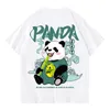 Męskie koszulki kawaii vintage anime panda nadruk t shirt śmieszne mężczyzn Summer Scasual krótkie rękawy