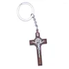 Chaveiros Católicos Cruz De Madeira São Bento Titular Crucifixo Pingente Chaveiros Para Bolsas Chaves Vintage Religião Jóias Atacado