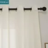 カーテンモダンな装飾的なリネンソリッドホームベージュホワイトシアーヨーロッパスタイルの窓カーテンロッドポケットリビングルームベッドルーム用