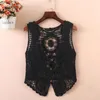 Women's Vests Women's Sleeveless Jacket Summer Hollow Out Tank Top Solid Color Short Knit Waistcoat Crochet Cardigan Sweater Vest