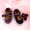 Athletic Outdoor ULKNN Bow Flats for Kids First Walkers 2023 Spring Baby Girls Retro Toddlers Prewalkers Velvet Amovible Shoe Infant Violet rouge 230626