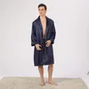 Erkek Pijama Erkek Erkek Saten Sabahlık Kimono Uzun Mavi Çizgili Bornoz Pijama Gecelik Ev Giyim