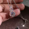 Pendant Necklaces Arrival Cute Big Zircon Stone Silver Color Long Chain Necklace For Women Choker Fashion Jewelry 2023