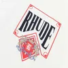 Übergroßes Rhude T-Shirt Weinrot Champion Card Poker Print Kurzarm Männer Frauen Gute Qualität Baumwolle T-Shirt 67cy 649