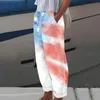 Calça Feminina Americana Estampada Bandeira dos EUA Estrelas e Listras Cintura Elástica Calça Flare Sexy Verão Moda de Rua L5