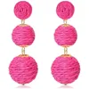 handmade bohemian boho beach raffia balls beads pendant drop earrings women ball dress party jewelry earring