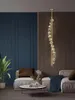 Lampadari di cristallo di rame europeo Apparecchio di luci Camera da letto di lusso americana Lato del letto Lampada a sospensione Nordic Art Deco Luminaria lunga Decorazione di illuminazione per interni