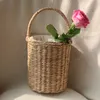 Rucksäcke im japanischen und koreanischen Stil Stroh Eimer Tote Handtasche für Frauen Rattan gewebte Geldbörsen Handtaschen Damen Strandtaschen 230628