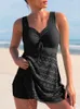 Männer Bademode 2023 Sexy Spitze Aushöhlen Frauen Hohe Taille Badeanzug Solide Tankini Zwei Stücke Badeanzug Weibliche Beachwear 4XL 230627