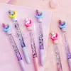 Pens 40 PC/Lot Unicorn Sıvı Quicksans ve Jel Pullar İmza Kalem Escolar Papelaria Okul Ofisi Tedarik Tedarik Tanıtım Hediyesi