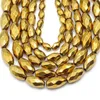 Beads Faceted Oval Gold Hematite Natural Stone Rice Grains Spacers Loose For Jewelry Making Diy Bracelet Necklace 3x5/4x6/6x12MM