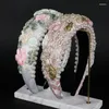 Hårklipp pärla barock pannband svamp sytråd blommor tyg pannband hårband underbara överdrivna presenthuvudbonader