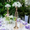 Feestdecoratie Luxe Gouden Bloemenvaas Kandelaars Rekstandaards Bruiloft Road Lead Tafel Middelpunt Pijler Evenement Kandelaar