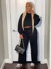 Women's Two Piece Pants EWSFV 2023 Autumn And Winter Women Casual Sexy Sweater Top Drawstring Wide Leg Suit