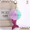 Keychains Lanyards Fashion Mermaid Pompom Keychain Faux Rabbit Fur Sea-Maid Key Buckle Women Car Handbag Ring Lucky Xmas Gifts Dro Dhfbe