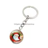 Key Rings Selling Santa Claus Snowmen Christmas Tree Pattern Ring Series Gift Keychain Time Gem Cabochon Chain Drop Delivery Jewelry Dhazh