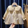 Girl's Dresses Cute Baby Girls Floral Princess Dress Spring Autumn Korean Style Long Sleeve Peter Pan Collar Kids Girl Dresses 1-6Y 230627