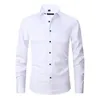 Koszule męskie sukienki anty-zmarszczki elastyczne koszulę rozciągnięte anty-łzę bawełniane koszule męskie koszule z długimi rękawami koszule dla mężczyzn Slim Fit Camisa Social 230628