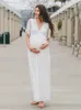 Maternity Dresses Maternity Dresses for Po Shoot Summer V Neck White Lace Short Sleeve Pregnancy Dress Pregnant Women Pography Maxi Dress 230627