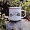 Muggar Creative Coffee Mug Travel Tea Cup Custom Name Milk Wine Camping Emamel Mountain Handle Cups Present Camper Personlig gåva