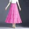 Skirts 2023 Ahe Fairy Gauze Skirt For Women's Kneehigh Apleated Is A Long Drooping Feeling In Spring And Autumn