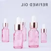 5-100m Botellas de vidrio rosa E líquido Ejuice Botella cuentagotas vacía con tapas de oro rosa para aceite esencial Iplrq